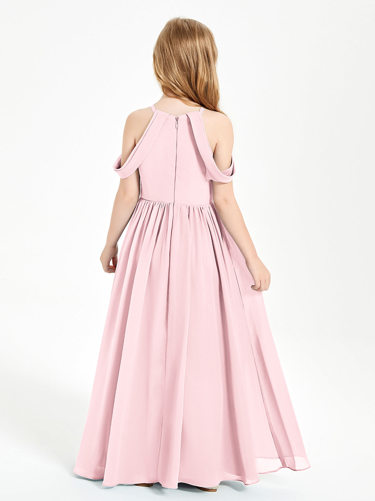 Dreamy Off the Shoulder Bridesmaid Gown for Junior Blushing Pink